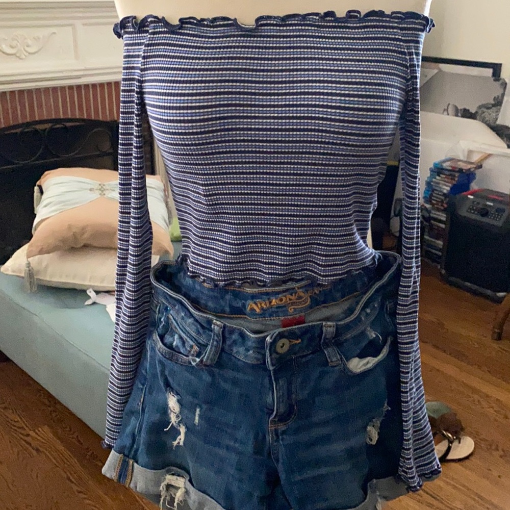 Off the Shoulder Blue Top